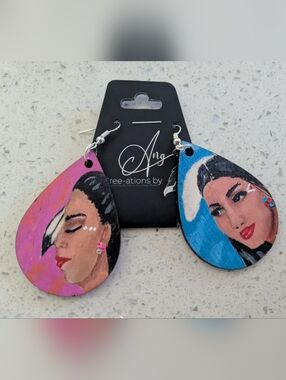 Hand-Painted Indigenous Dancers Teardrop Earrings